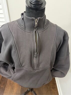 Joah Brown Men's Charcoal Zip-Up Mock Neck Sweater
